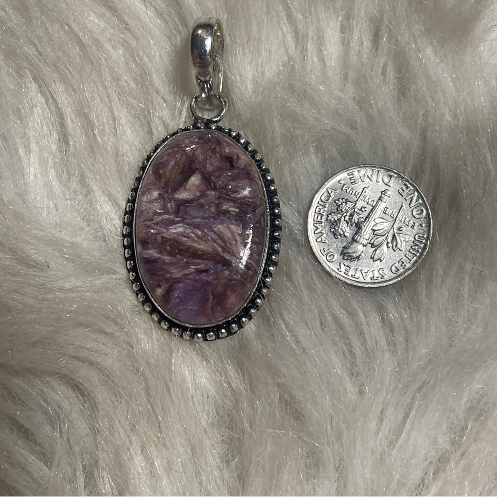 Charoite crystal pendant - Picture 6 of 7